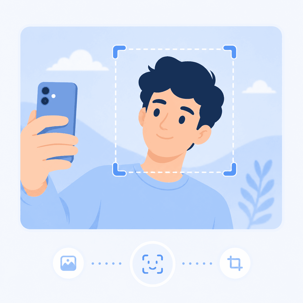 Adjusting the crop frame to select and center the face