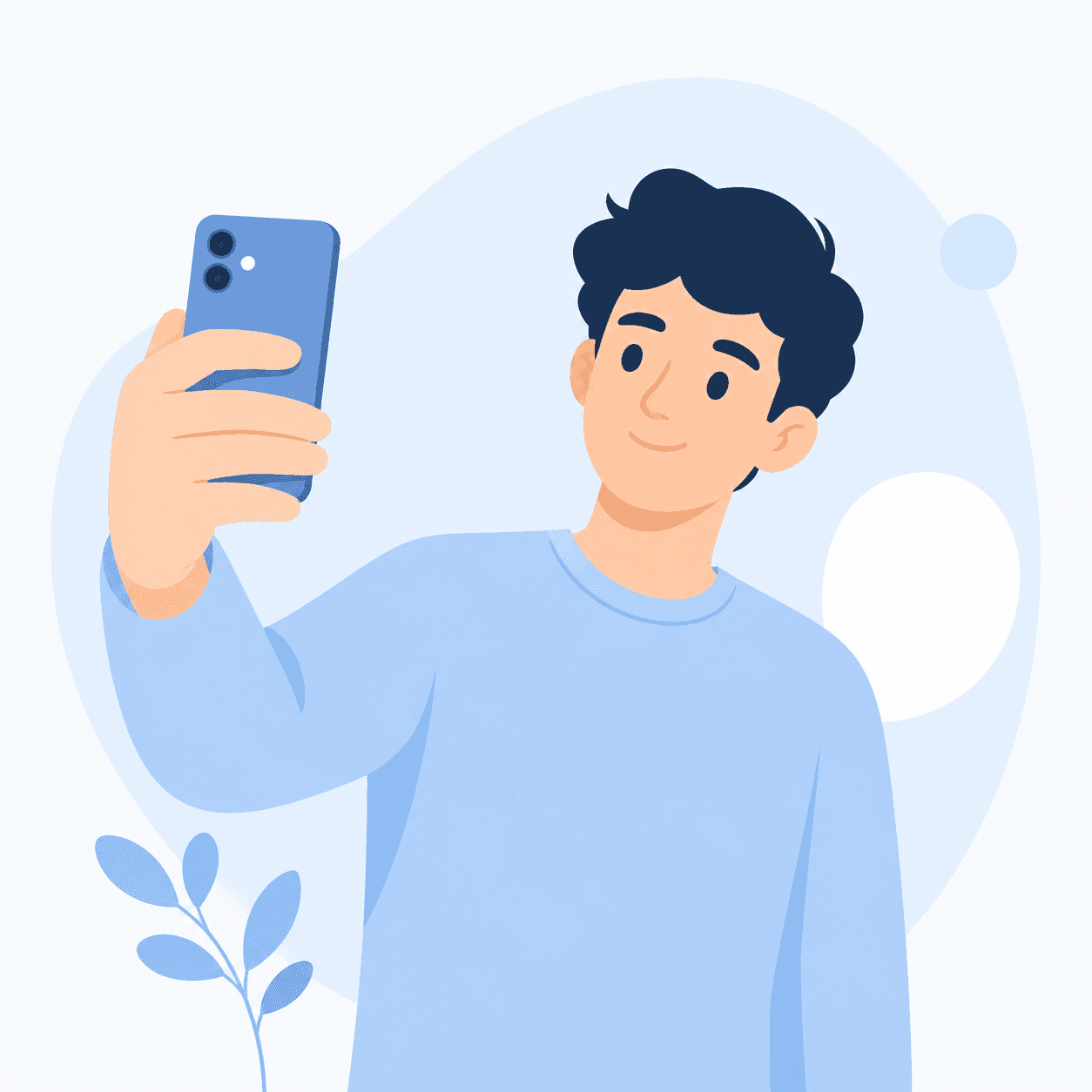 Person taking a selfie to upload their photo